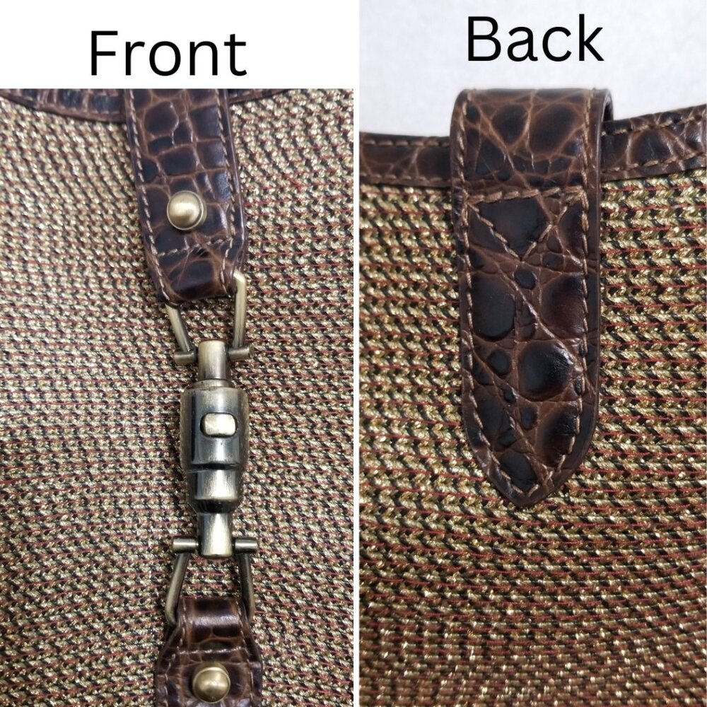 Vintage Eric Javits New York Gold Woven Squishee Studded Hobo Leather Bag - Picture 4 of 16